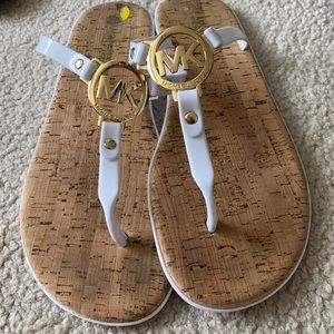 Michael Kors White Flip Flops